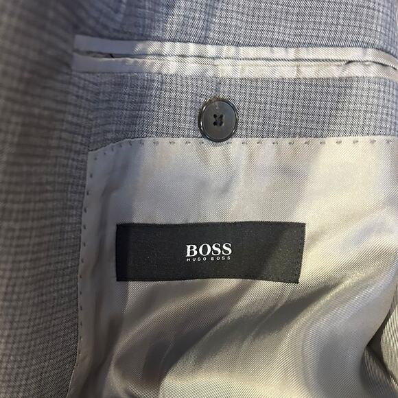BOSS Grey Super 100 Lightweight 100% Virgin Wool Blazer Jacket Mens 40R 40 R - Picture 8 of 14